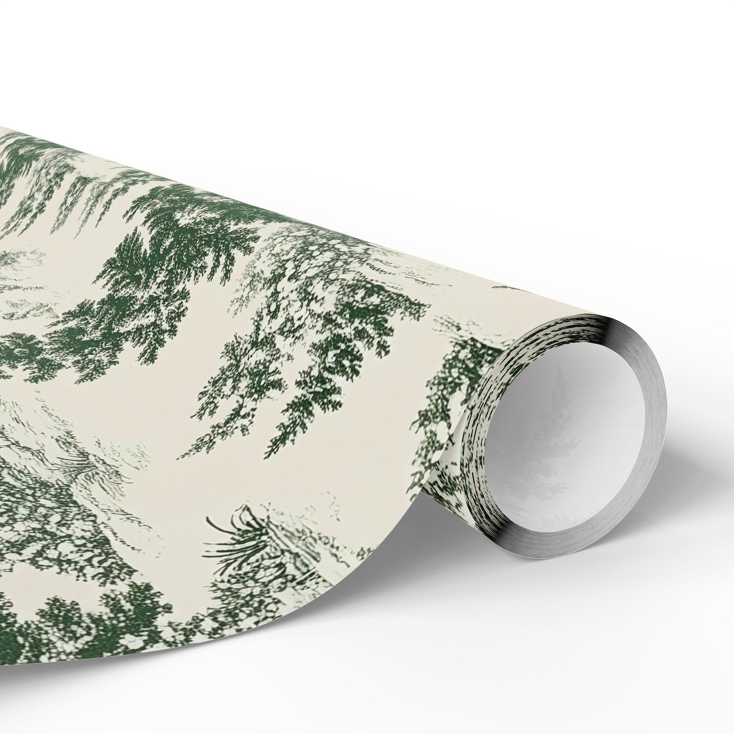 Toile De Jouy Vintage Green Christmas Tree Gift Wrapping Paper