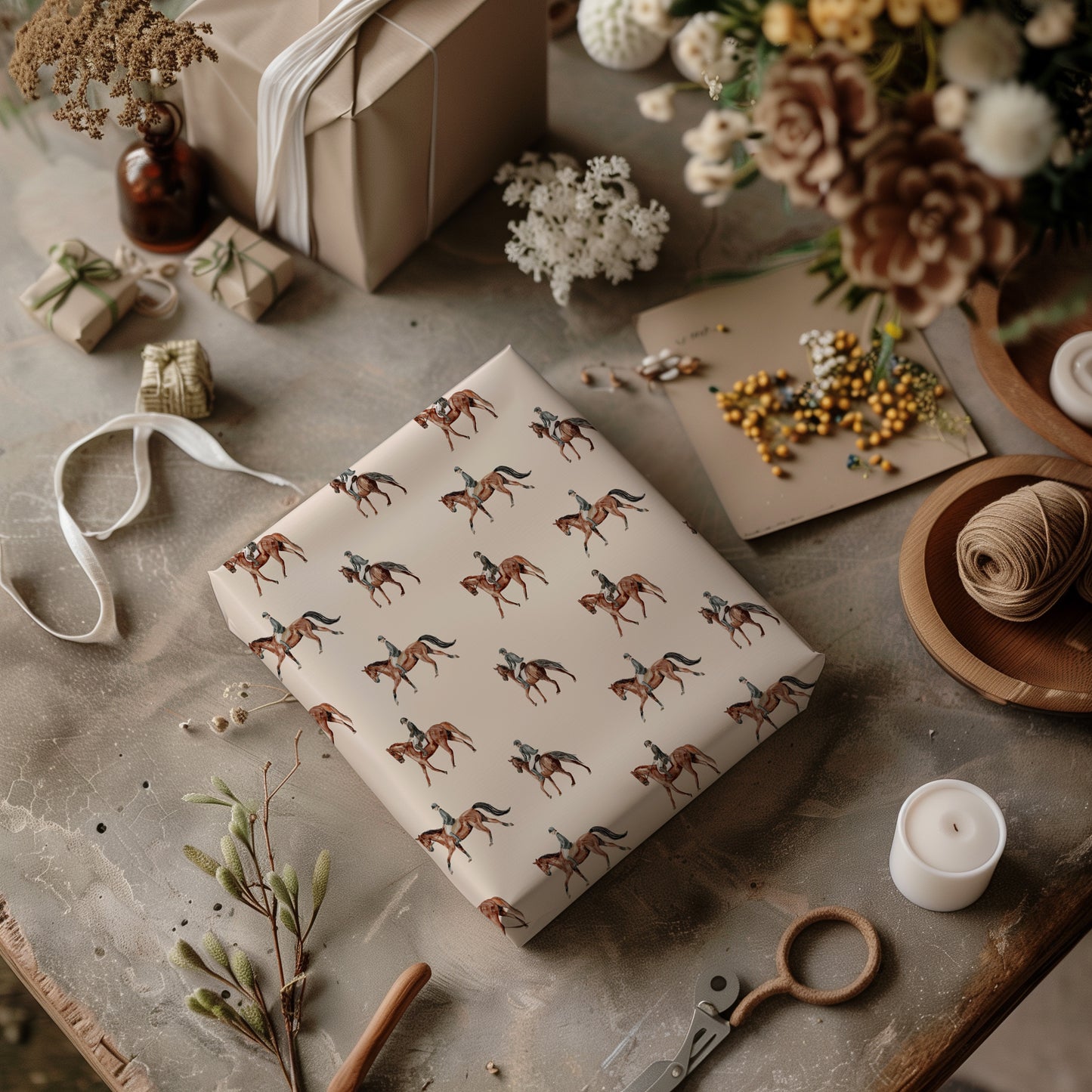 Equestrian Horse Minimalist Gift Wrapping Paper