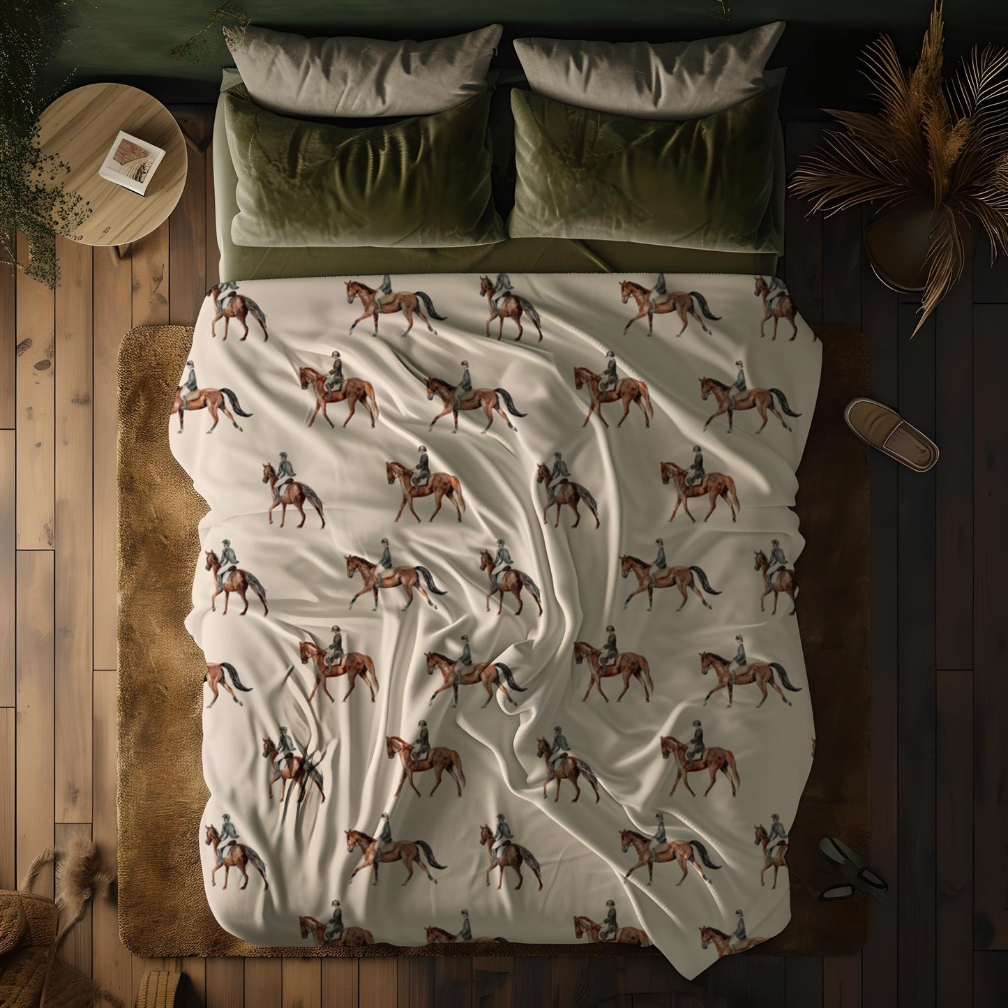 Equestrian Horse Minimalist Velveteen Plush Throw Blanket
