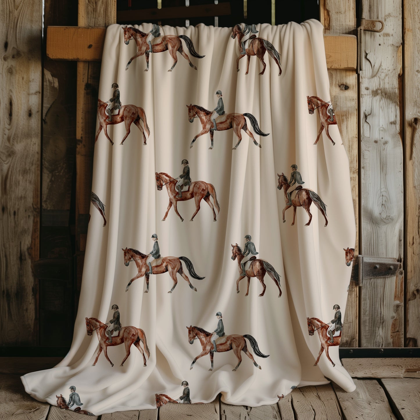 Equestrian Horse Minimalist Velveteen Plush Throw Blanket