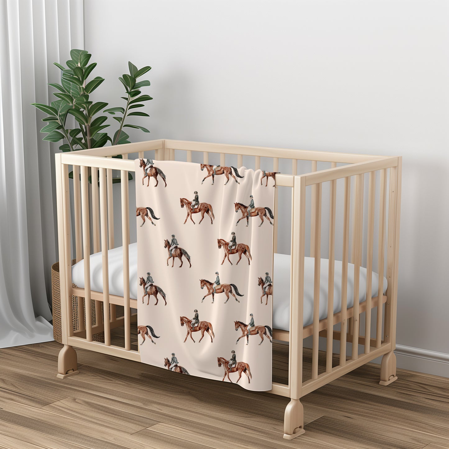 Equestrian Horse Minimalist Velveteen Plush Throw Blanket