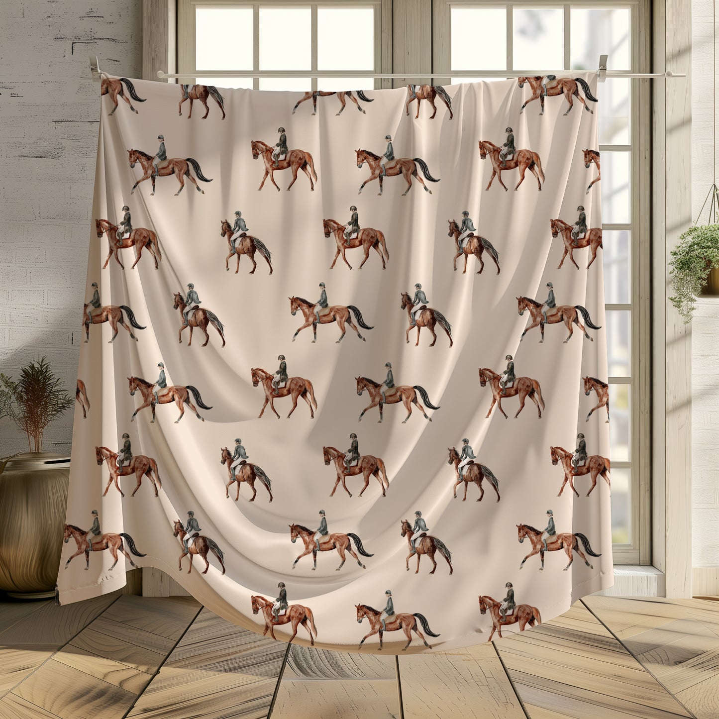 Equestrian Horse Minimalist Velveteen Plush Throw Blanket