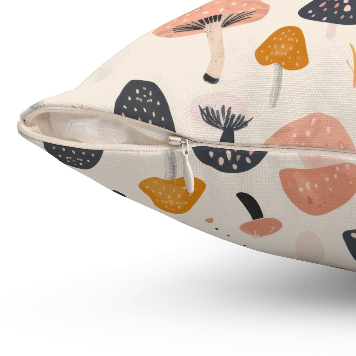 Whimsical Mid Century Mushrooms Square Throw Pillow