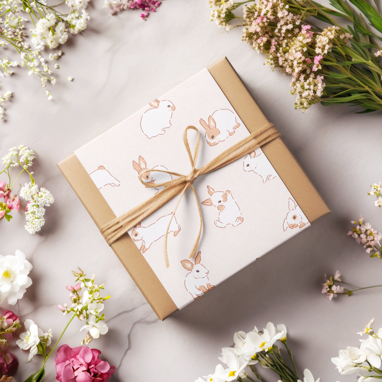 Bunny Rabbit Minimalist Pink Gift Wrapping Paper