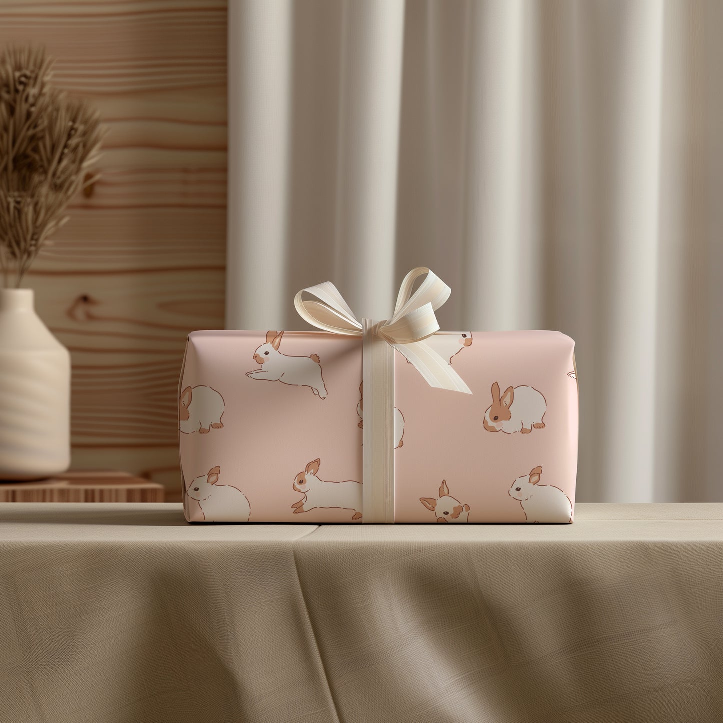 Bunny Rabbit Minimalist Pink Gift Wrapping Paper