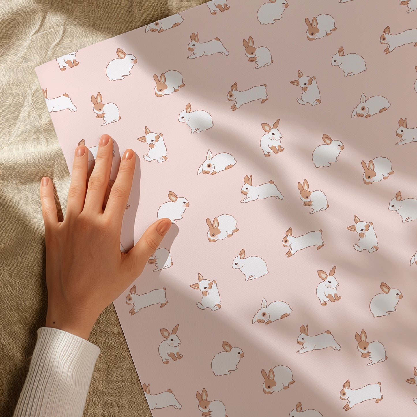 Bunny Rabbit Minimalist Pink Gift Wrapping Paper