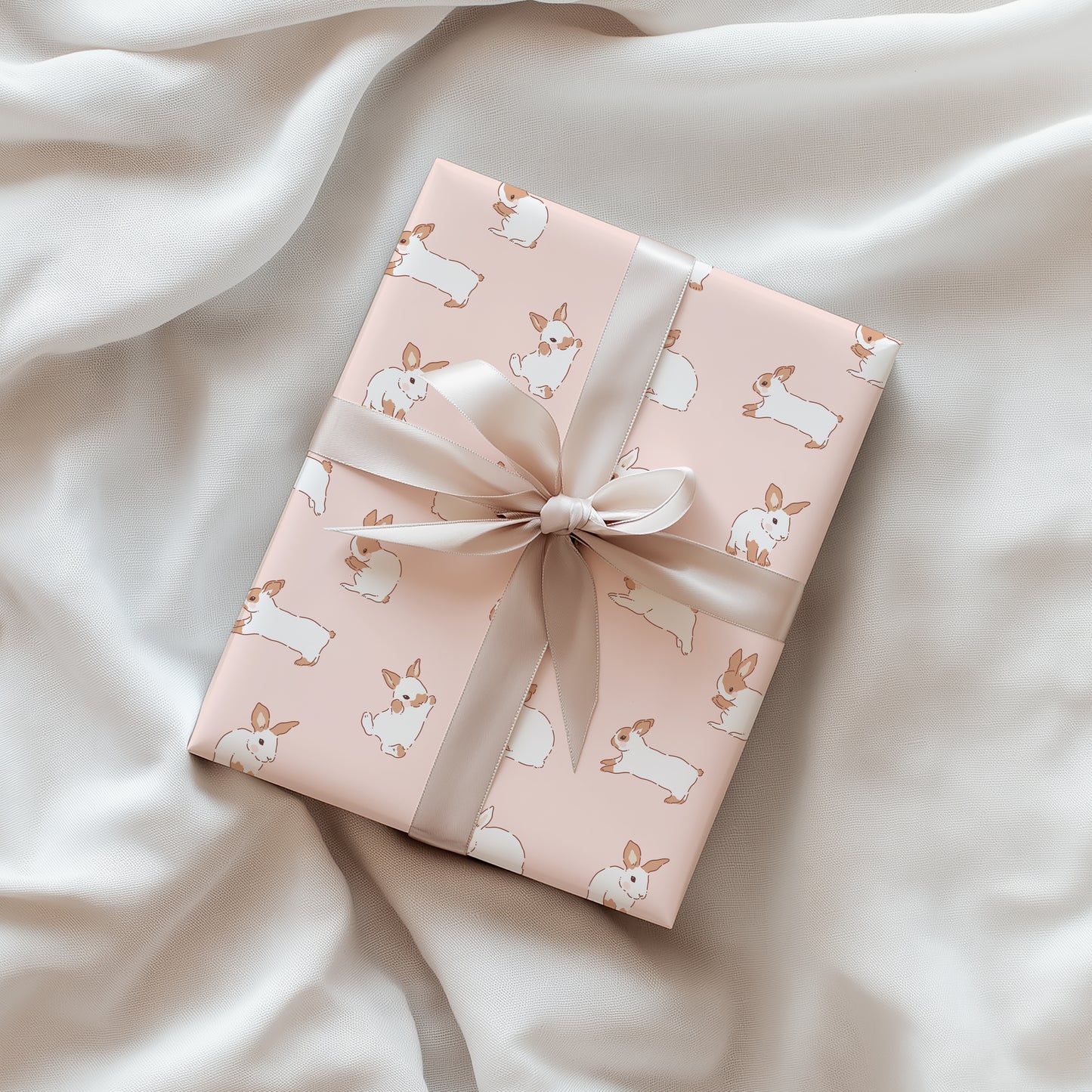 Bunny Rabbit Minimalist Pink Gift Wrapping Paper