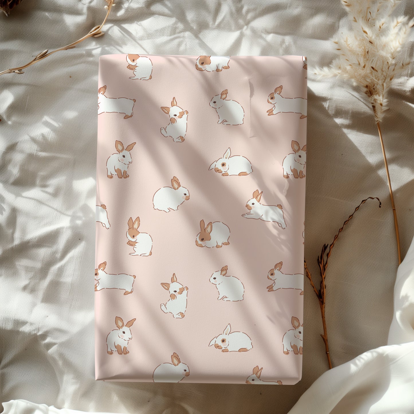 Bunny Rabbit Minimalist Pink Gift Wrapping Paper