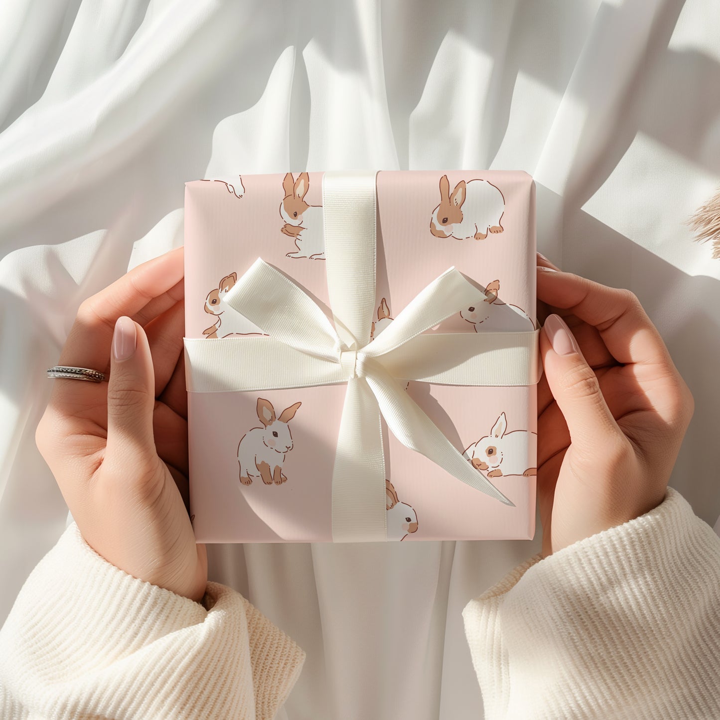 Bunny Rabbit Minimalist Pink Gift Wrapping Paper