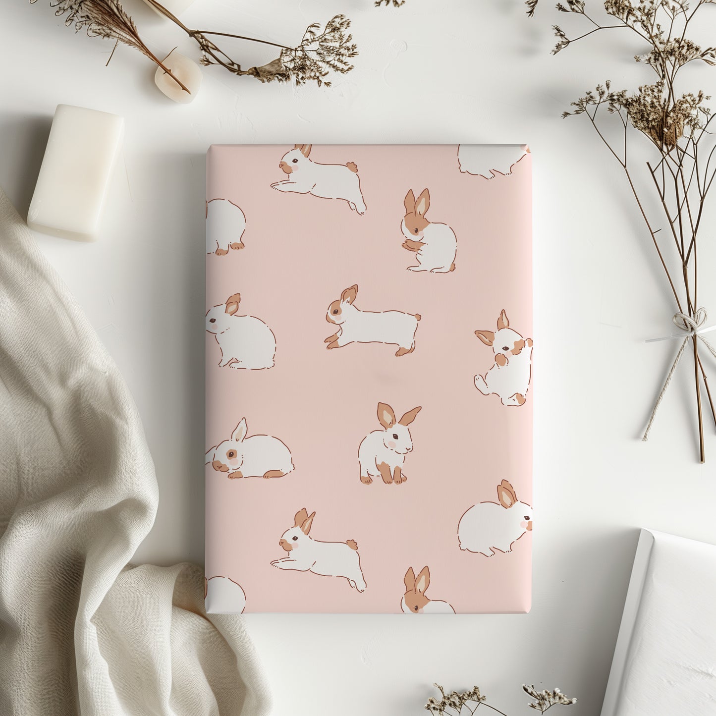 Bunny Rabbit Minimalist Pink Gift Wrapping Paper