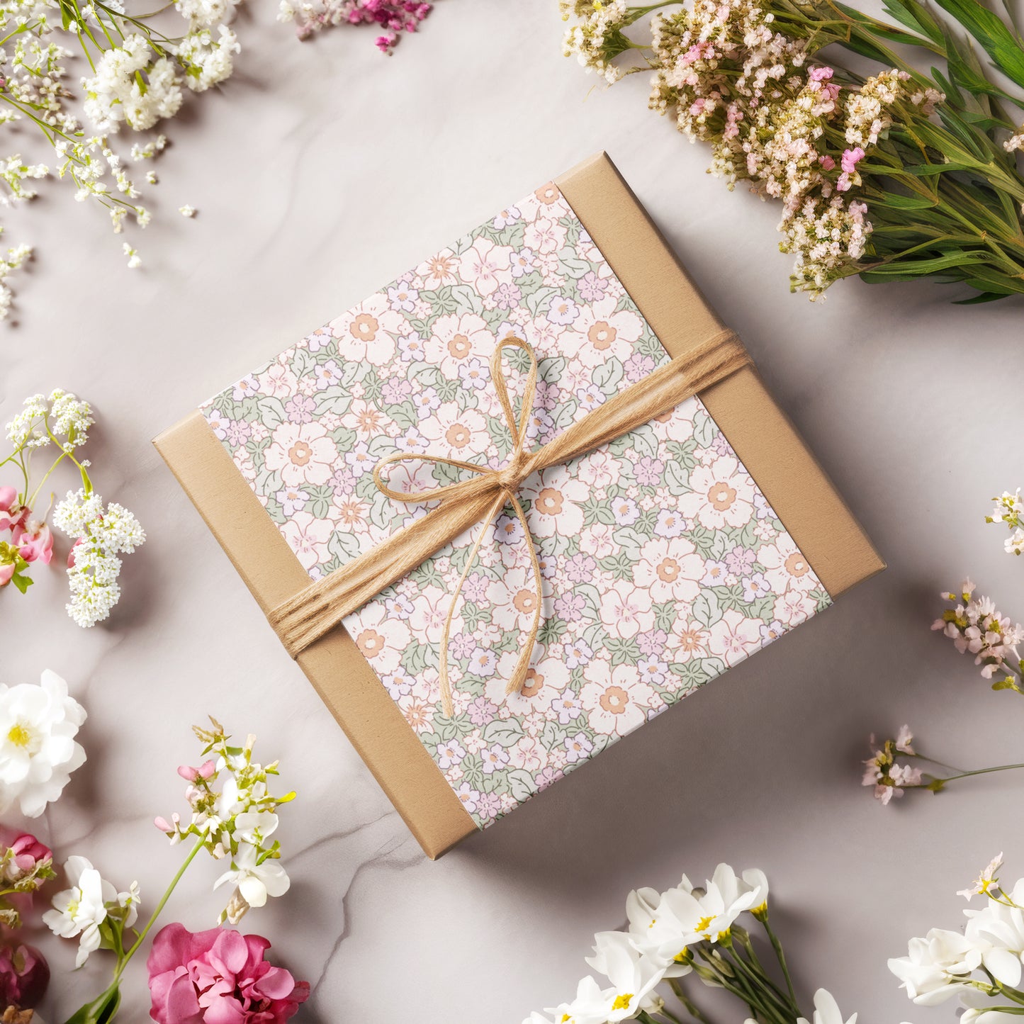 Retro Pastel Floral Gift Wrapping Paper
