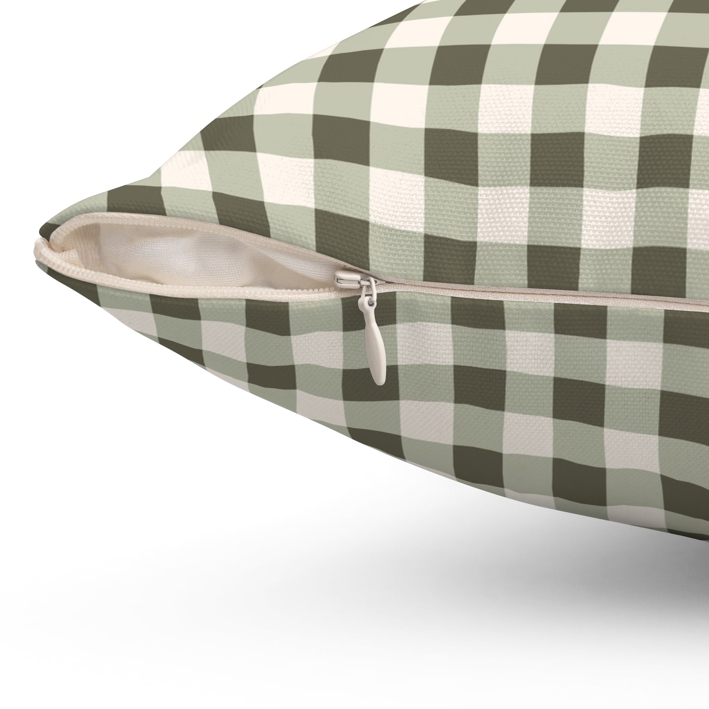 Farmhouse Green Plaid Square Throw Pillow