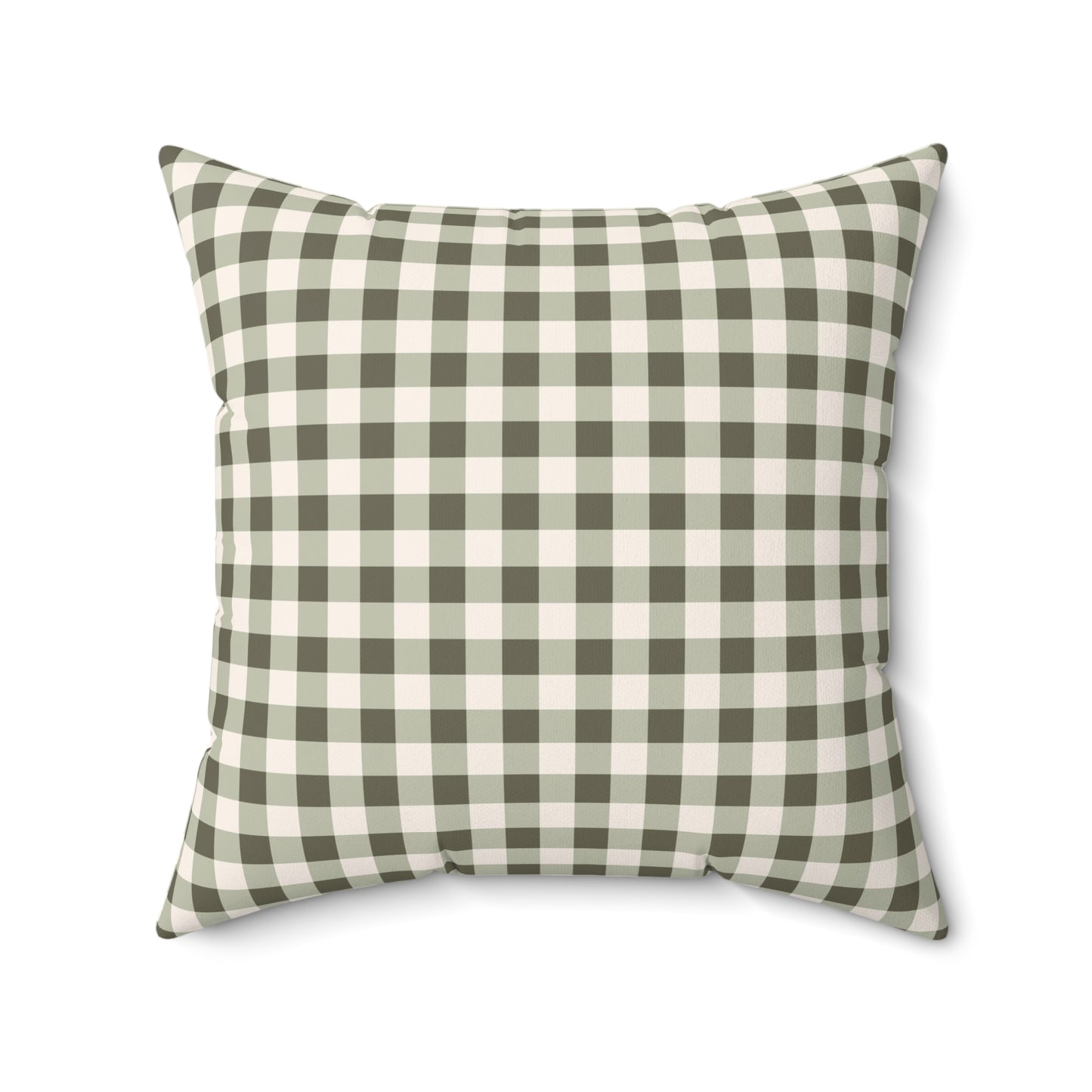 Farmhouse Green Plaid Square Throw Pillow