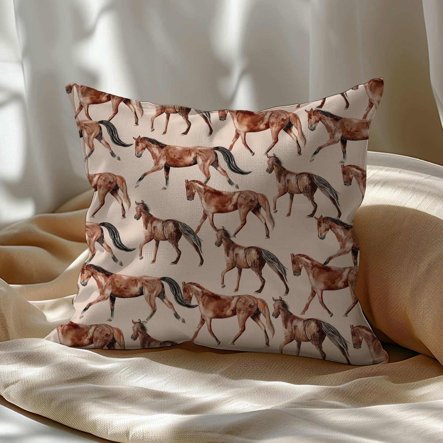Equestrian Horse Square Throw Pillow