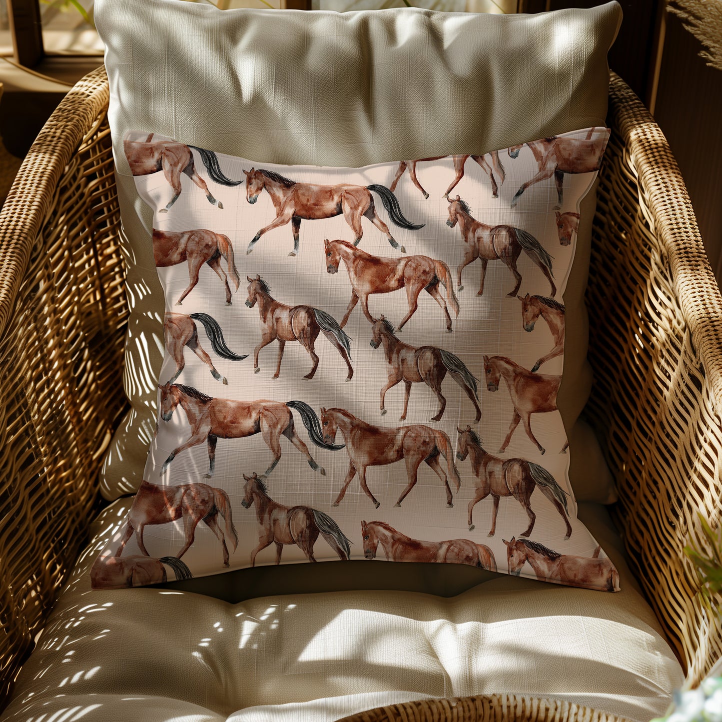 Equestrian Horse Square Throw Pillow