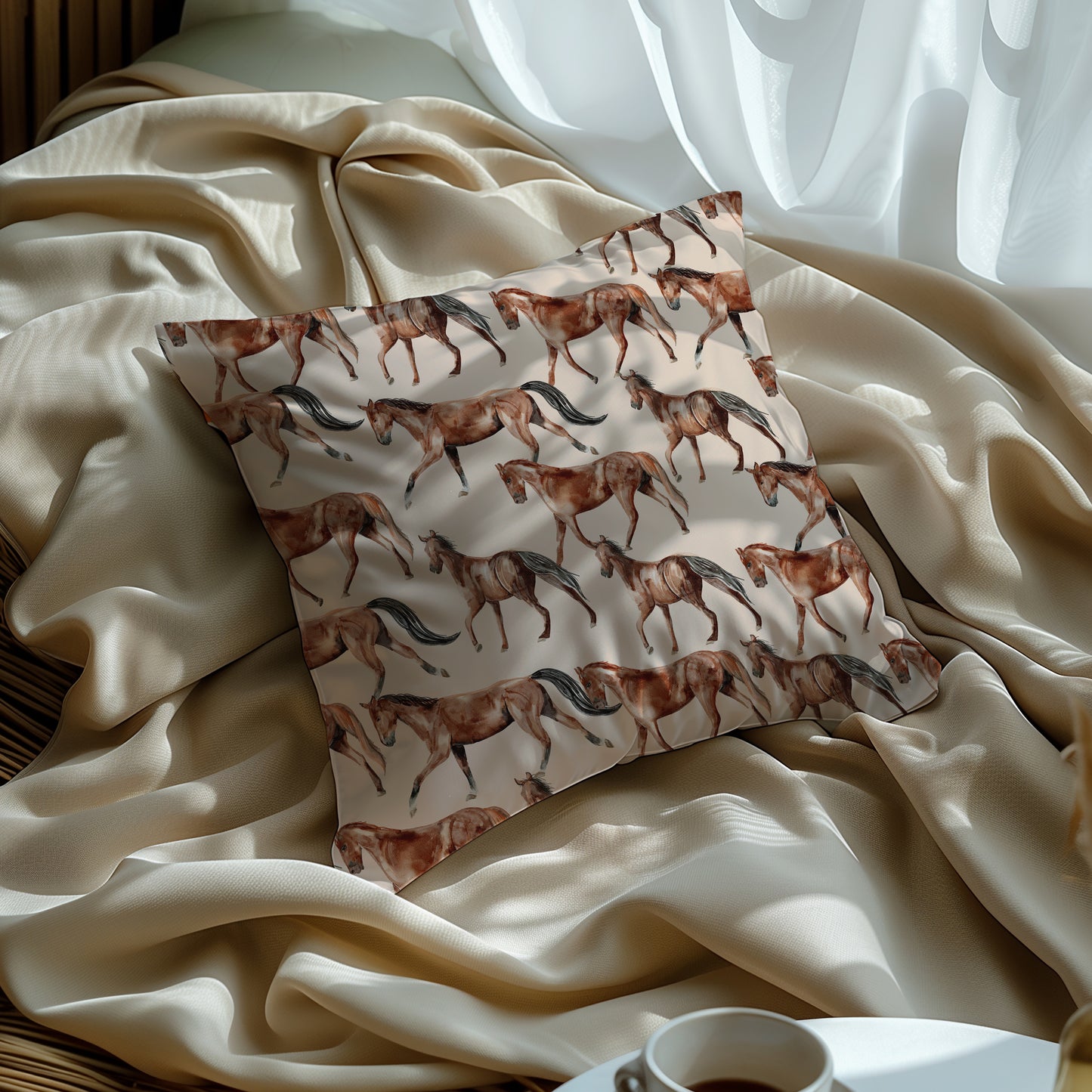 Equestrian Horse Square Throw Pillow