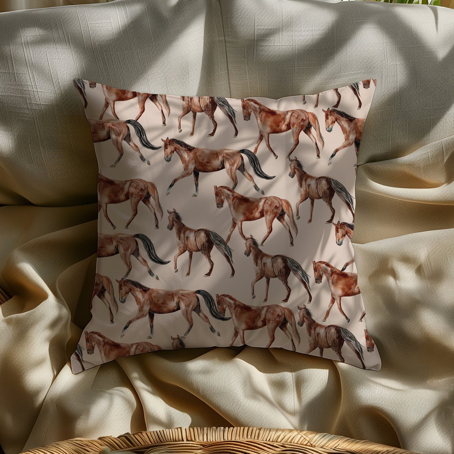 Equestrian Horse Square Throw Pillow