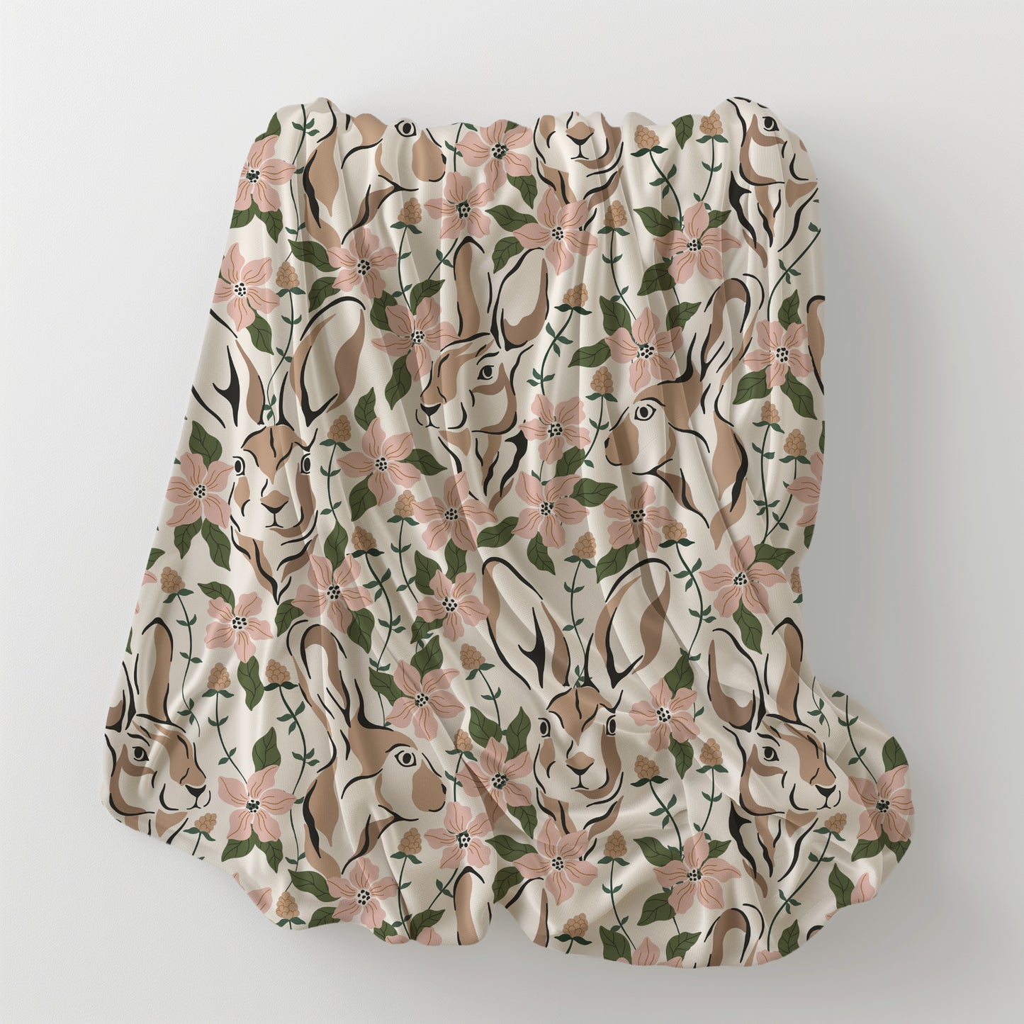 Spring Abstract Floral Bunny Velveteen Plush Throw Blanket
