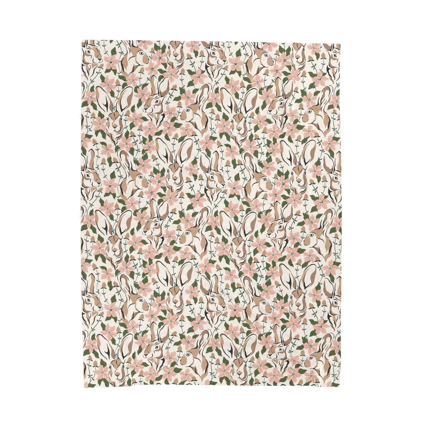 Spring Abstract Floral Bunny Velveteen Plush Throw Blanket