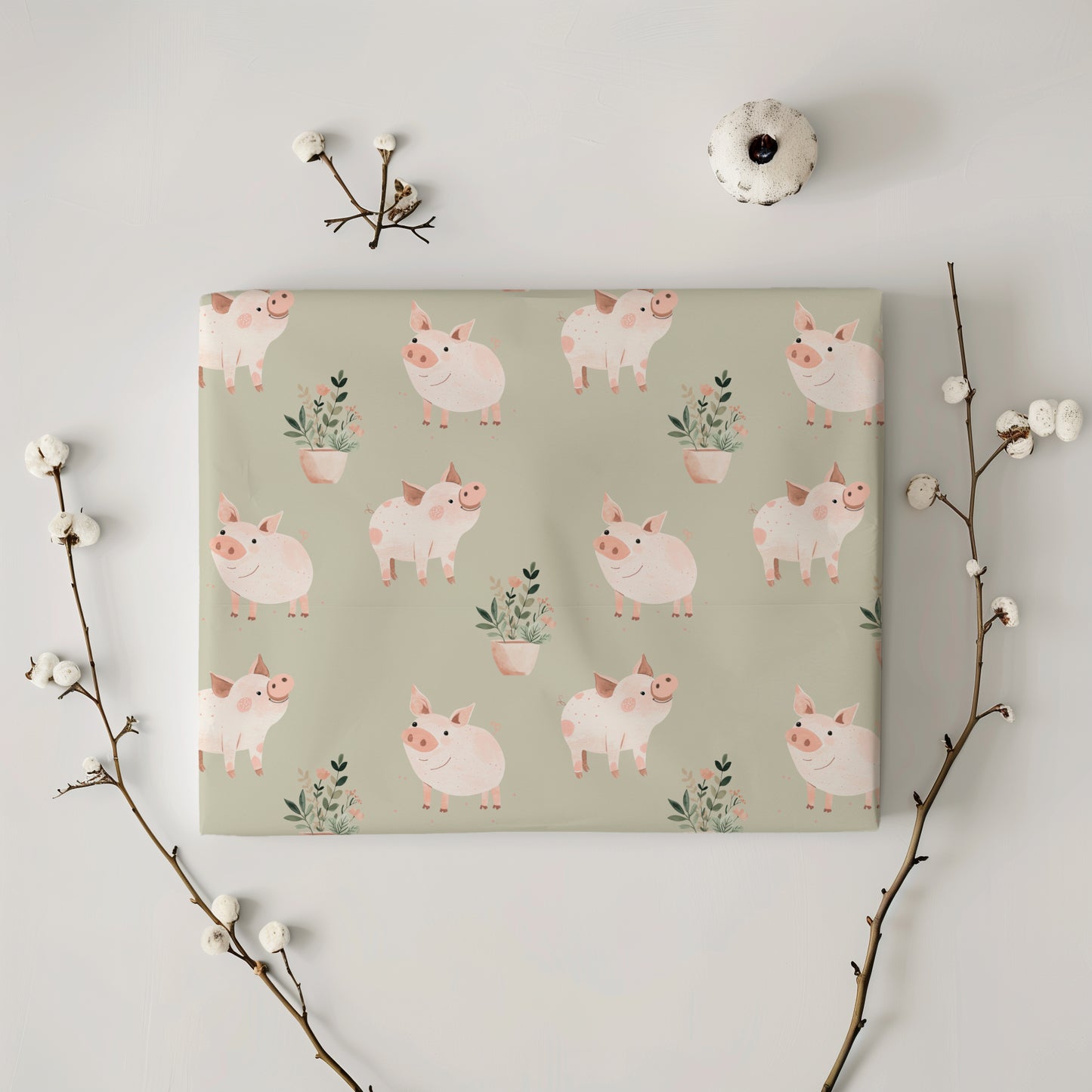 Whimsical Pig Gift Wrapping Paper