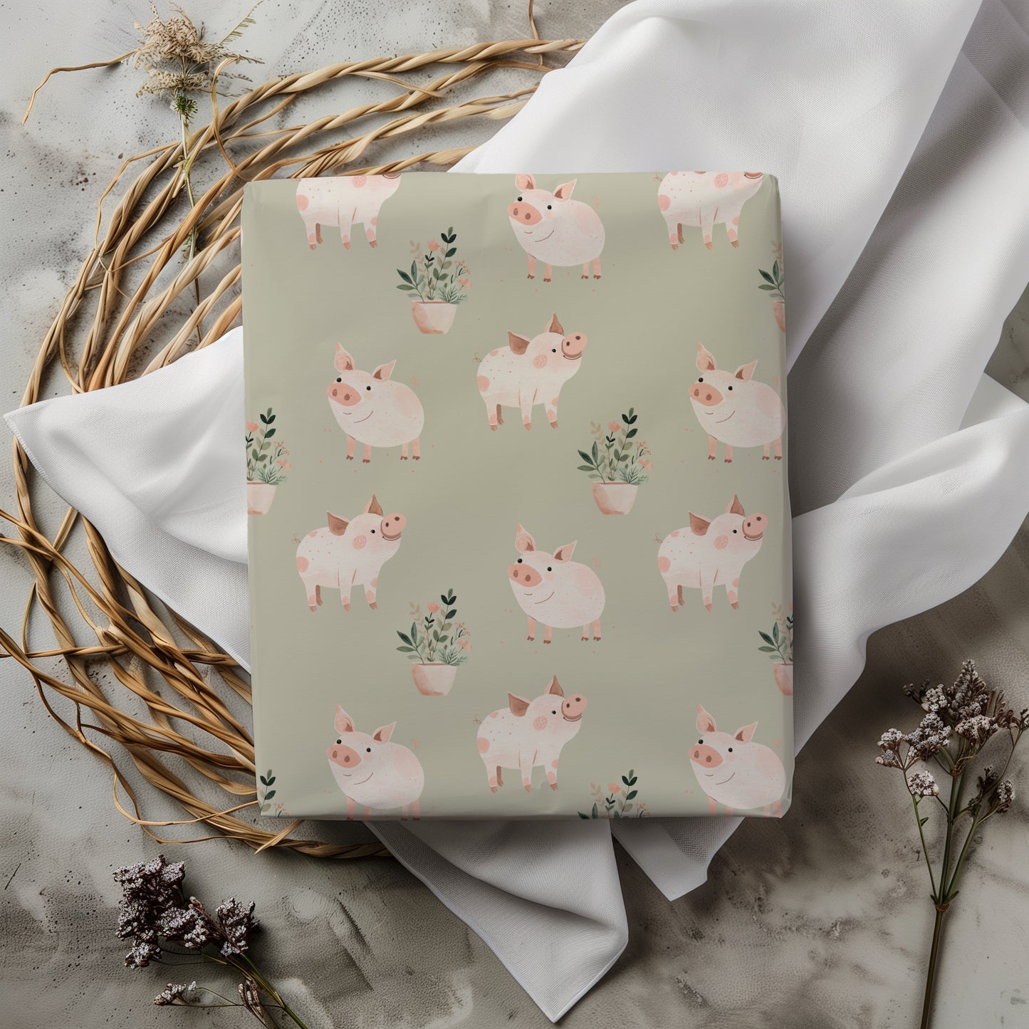 Whimsical Pig Gift Wrapping Paper