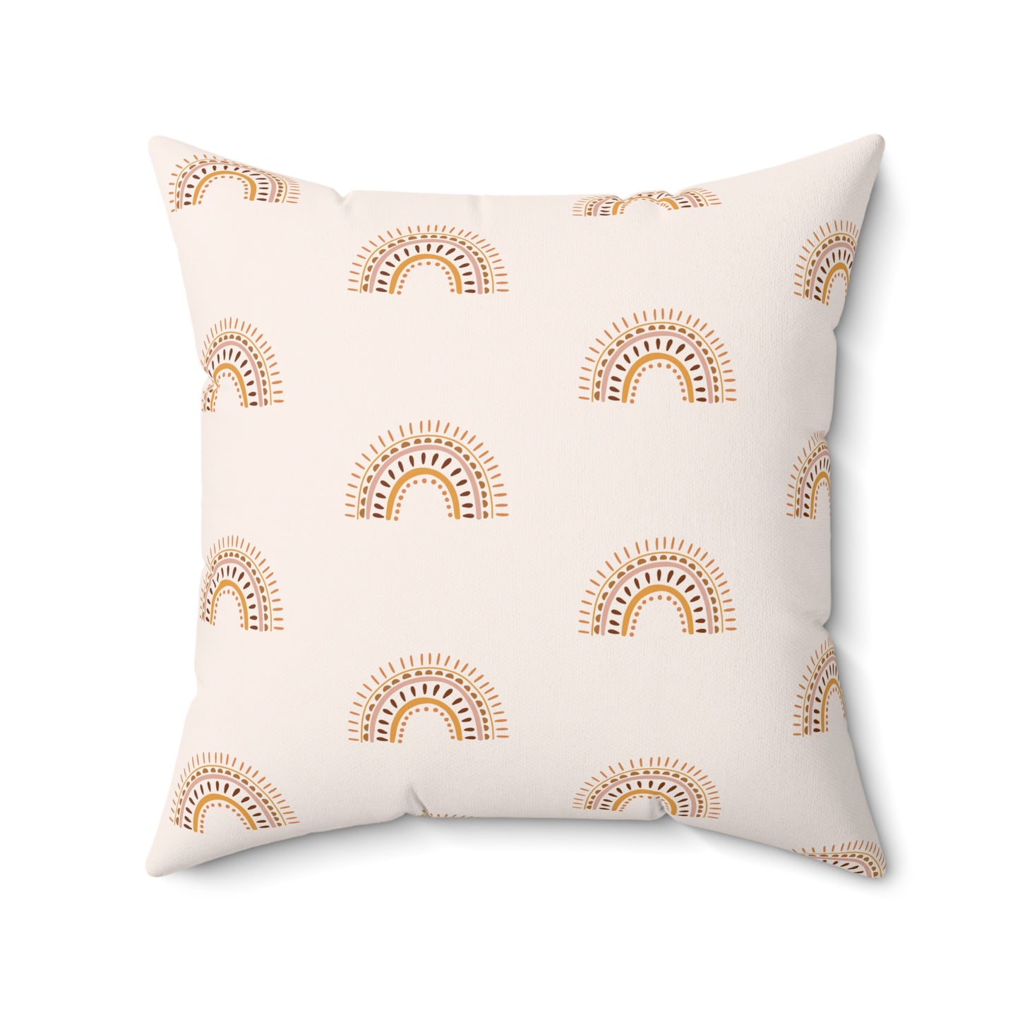 Boho Abstract Neutral Rainbow Square Throw Pillow
