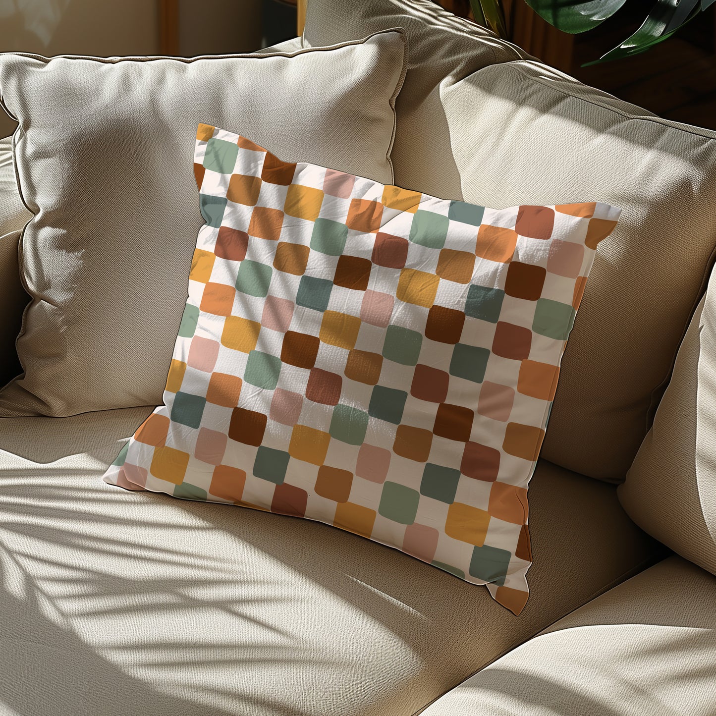 Geometric Abstract Mid Century Square Throw Pillow