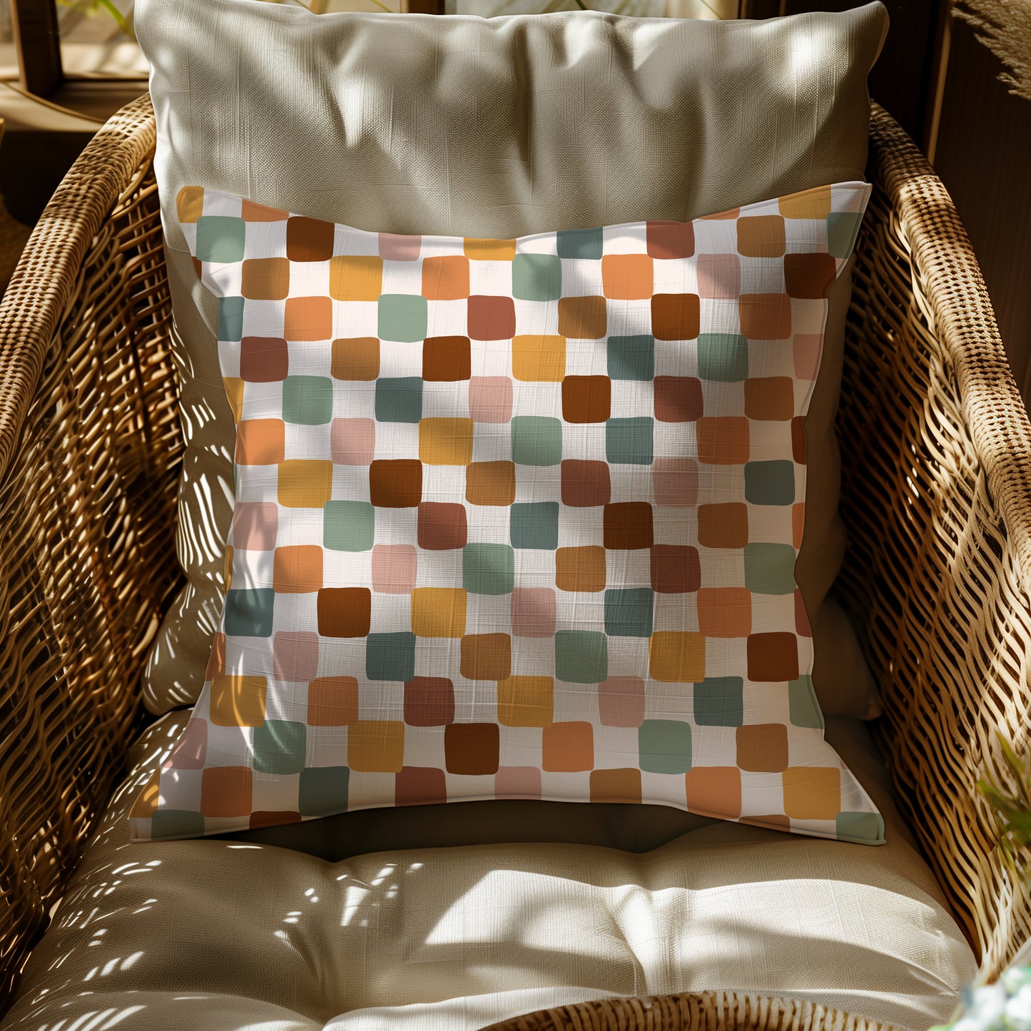Geometric Abstract Mid Century Square Throw Pillow