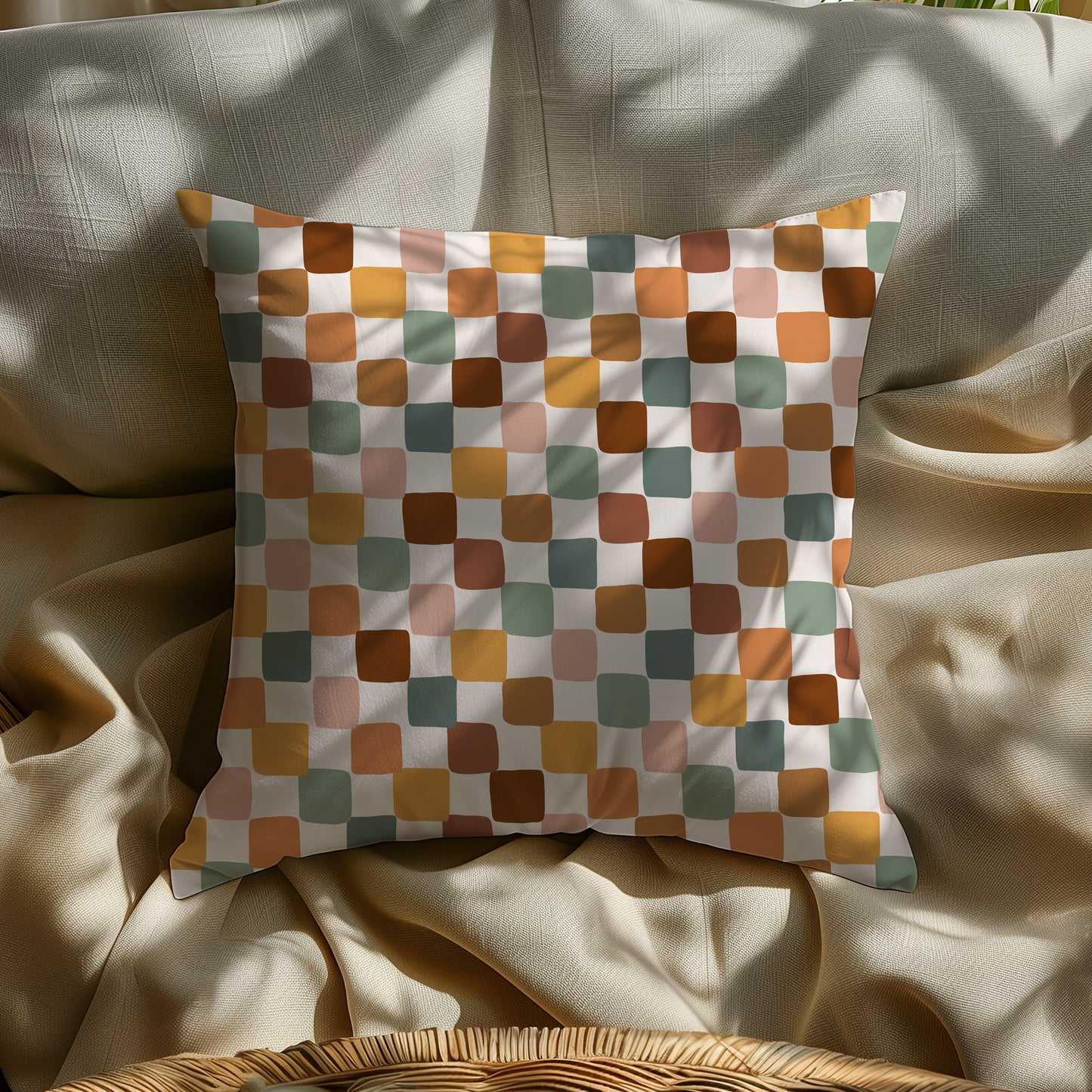 Geometric Abstract Mid Century Square Throw Pillow