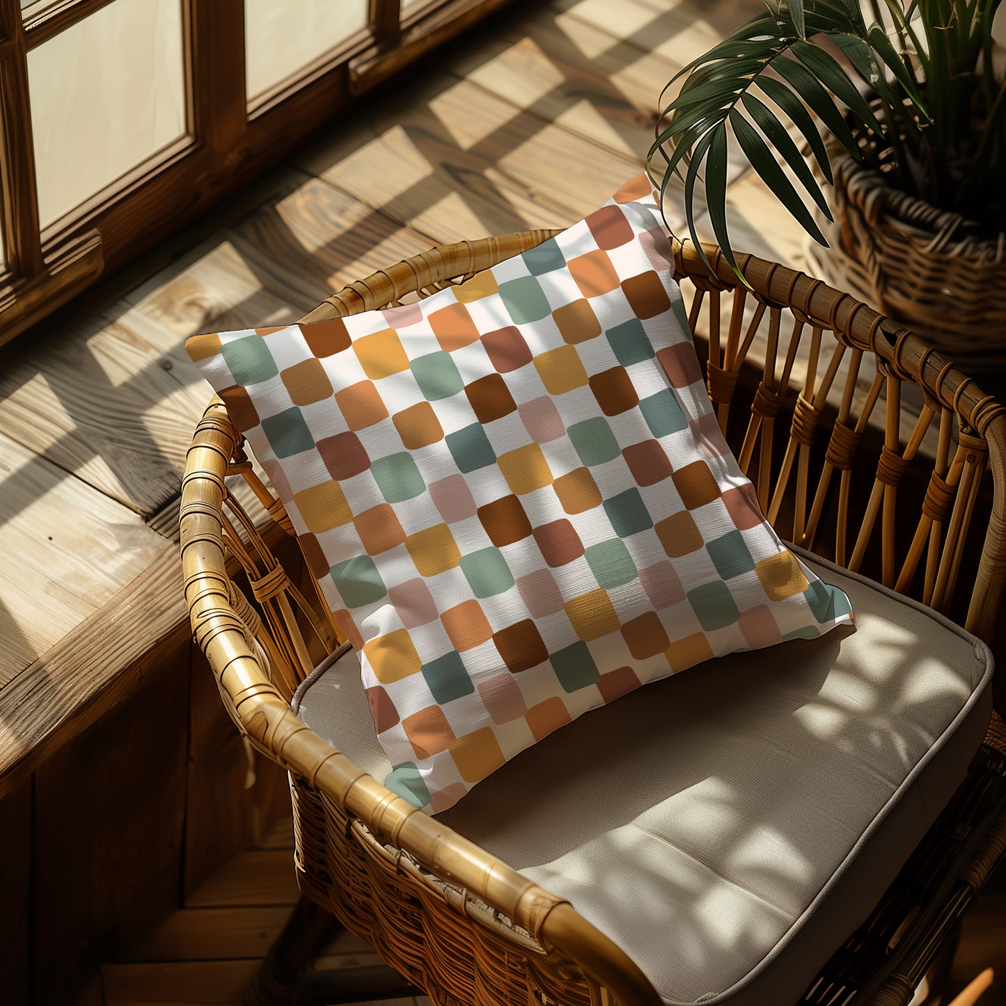 Geometric Abstract Mid Century Square Throw Pillow