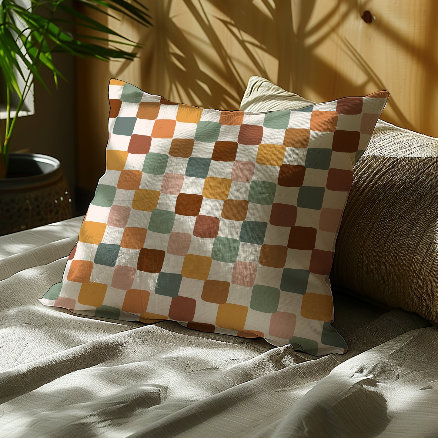 Geometric Abstract Mid Century Square Throw Pillow