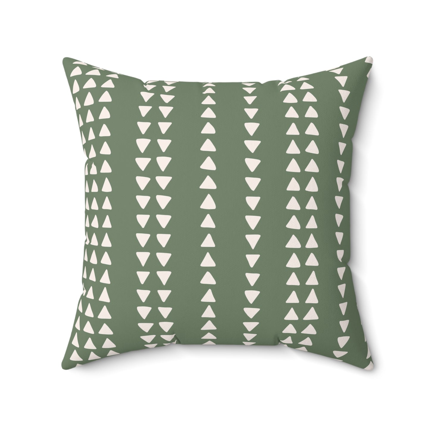 Modern Boho Neutral Green Triangule Design Square Throw Pillow