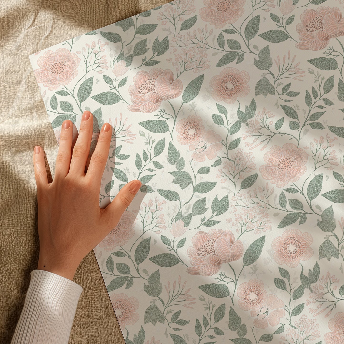 Charming Blush and Mint Floral Wrapping Paper, Gift Wrapping Paper for All Occasions, Birthday, Holiday, Special Events
