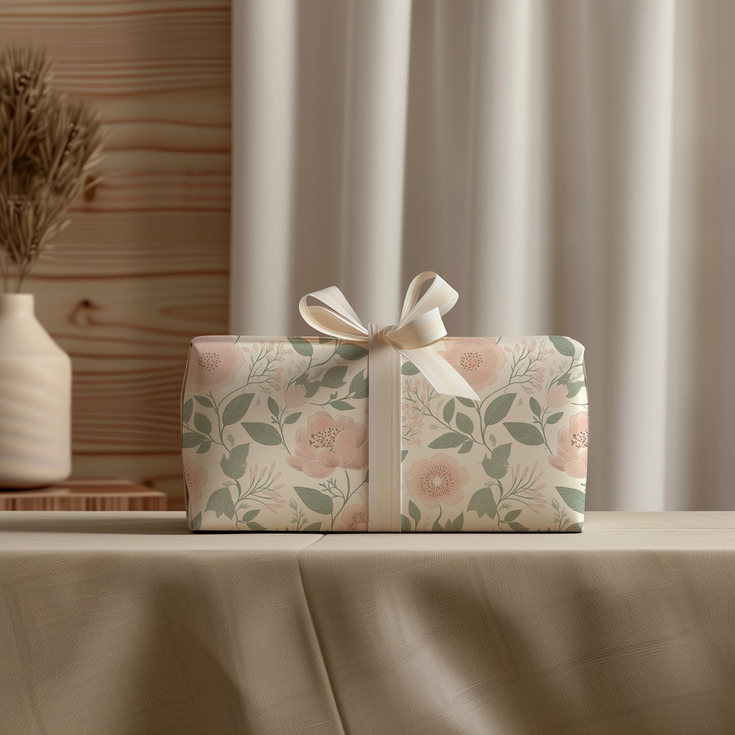 Charming Blush and Mint Floral Wrapping Paper, Gift Wrapping Paper for All Occasions, Birthday, Holiday, Special Events