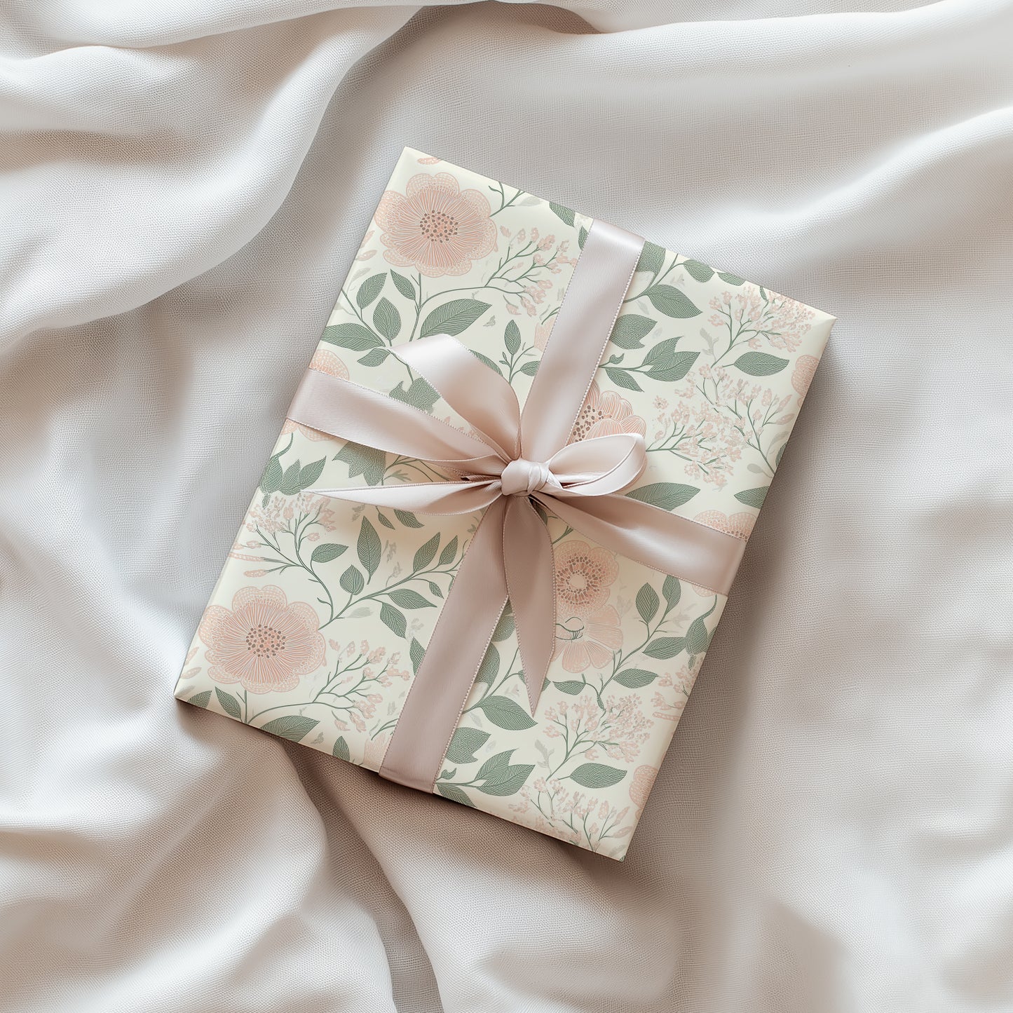 Charming Blush and Mint Floral Wrapping Paper, Gift Wrapping Paper for All Occasions, Birthday, Holiday, Special Events