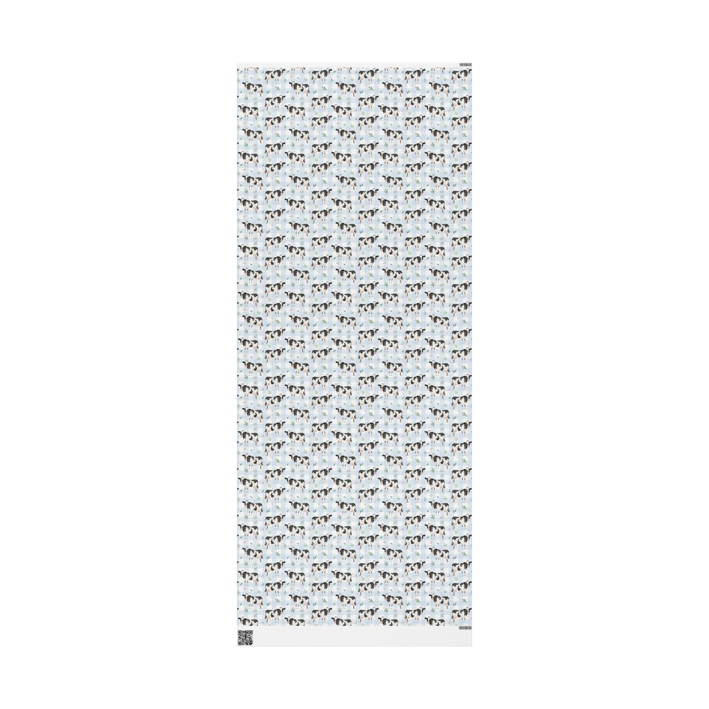 Gingham Blue Plaid Cow Gift Wrapping Paper - Birthday - Baby Shower Gift - Abstract - Unique Adorable - Farm Animal Lover
