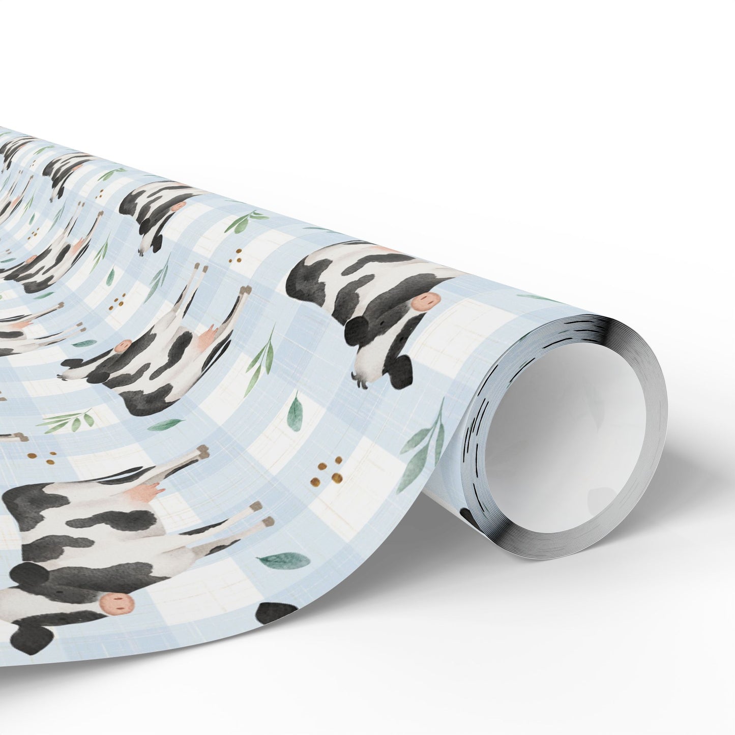 Gingham Blue Plaid Cow Gift Wrapping Paper - Birthday - Baby Shower Gift - Abstract - Unique Adorable - Farm Animal Lover