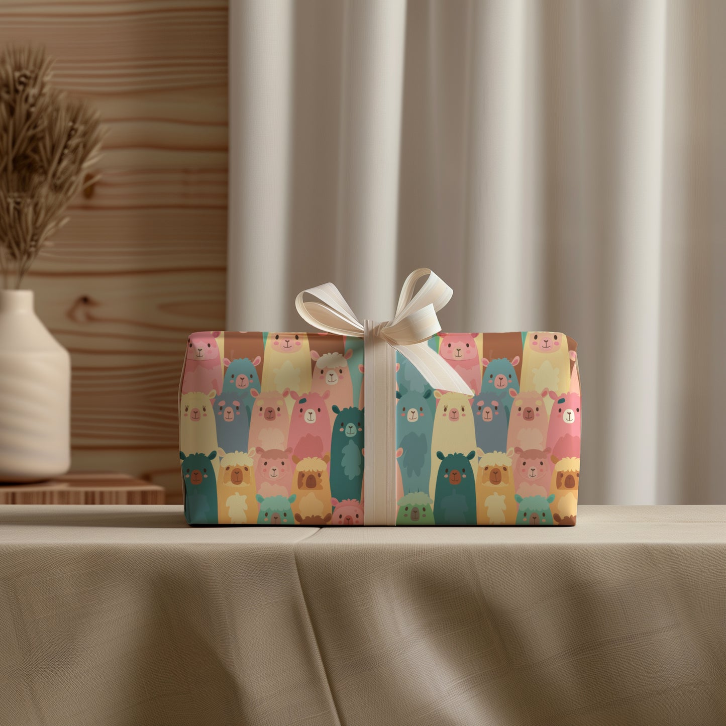 Colorful Cute Cartoon Llama Gift Wrapping Paper - Birthday - Baby Shower Gift - Abstract - Unique Adorable