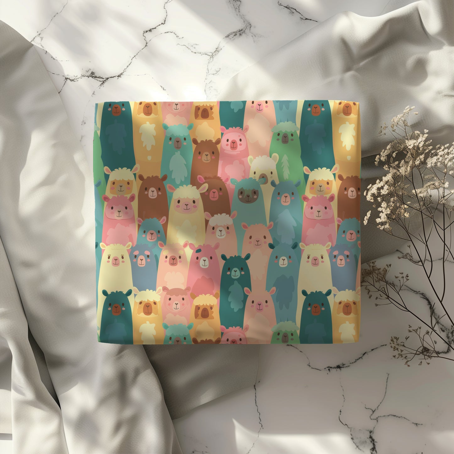 Colorful Cute Cartoon Llama Gift Wrapping Paper - Birthday - Baby Shower Gift - Abstract - Unique Adorable