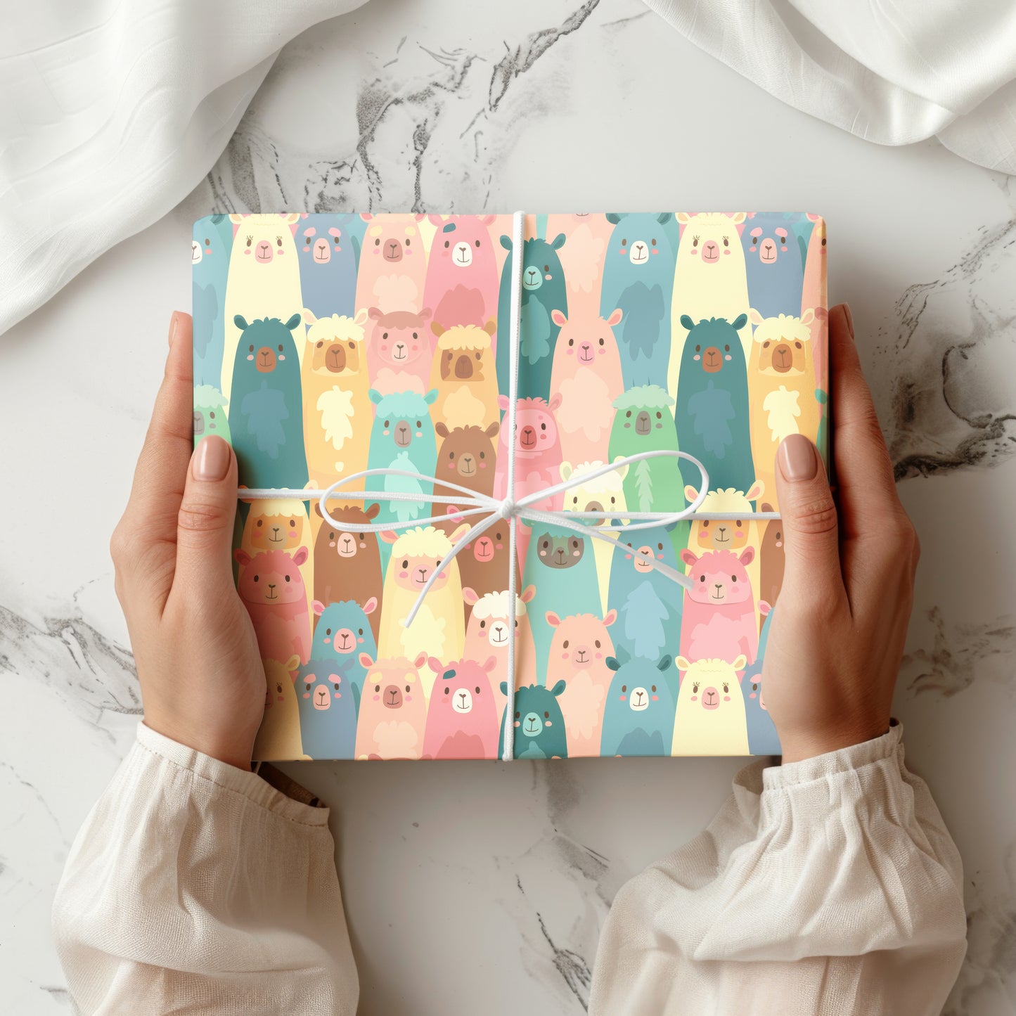 Colorful Cute Cartoon Llama Gift Wrapping Paper - Birthday - Baby Shower Gift - Abstract - Unique Adorable
