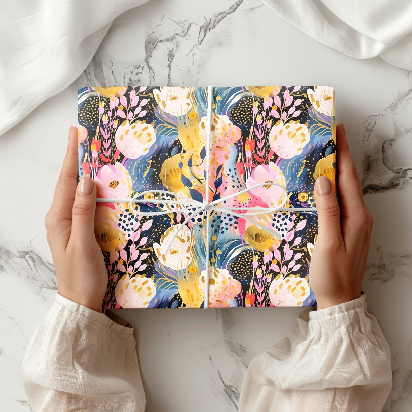Vibrant Colorful Artistic Abstract Floral Gift Wrapping Paper - Boho Aesthetic - Bridal Shower - Birthday Gift - Alternative Gift Wrap