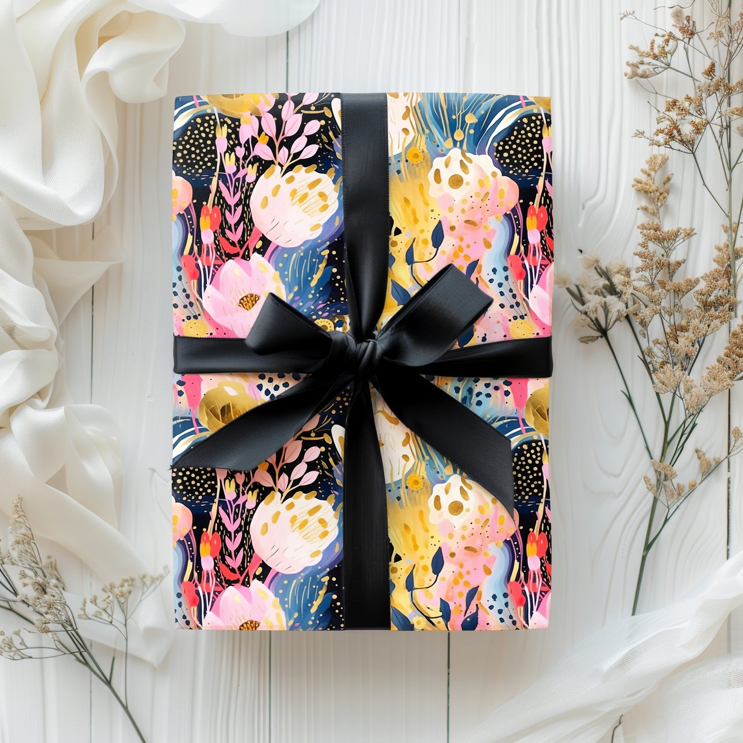 Vibrant Colorful Artistic Abstract Floral Gift Wrapping Paper - Boho Aesthetic - Bridal Shower - Birthday Gift - Alternative Gift Wrap