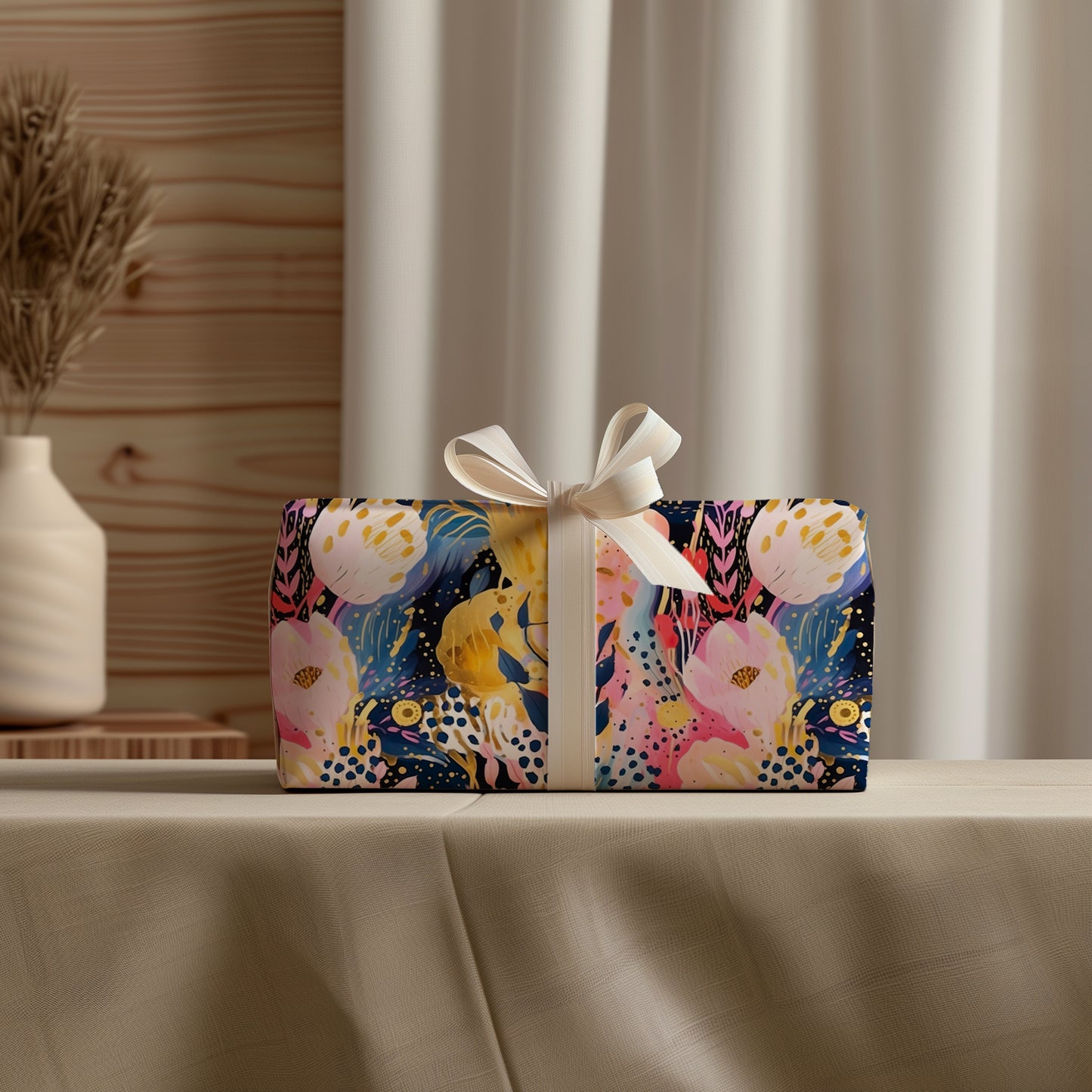 Vibrant Colorful Artistic Abstract Floral Gift Wrapping Paper - Boho Aesthetic - Bridal Shower - Birthday Gift - Alternative Gift Wrap
