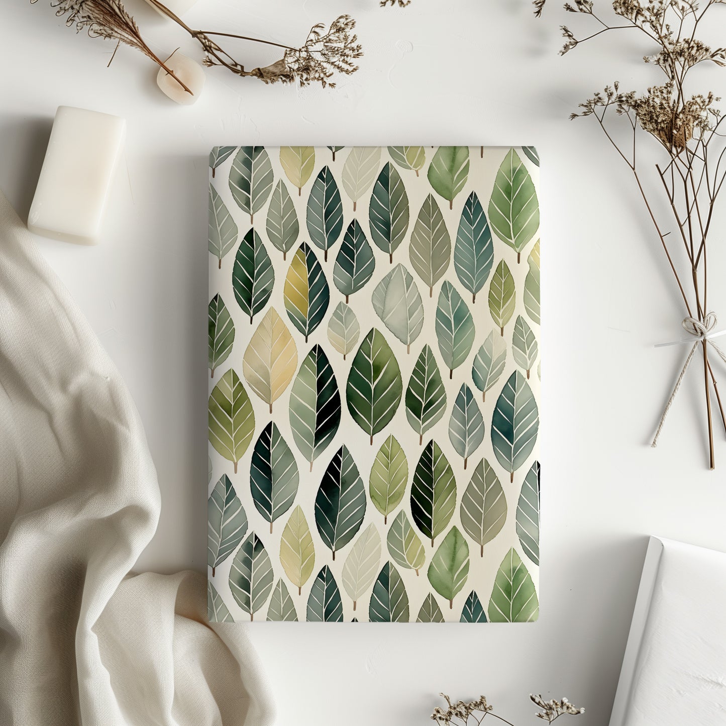 Whimsical Green Leaf Pattern Gift Wrapping Paper Roll - Gift Wrap for All Occasions, Birthday, Wedding, Holiday, Baby Shower, Bridal Shower