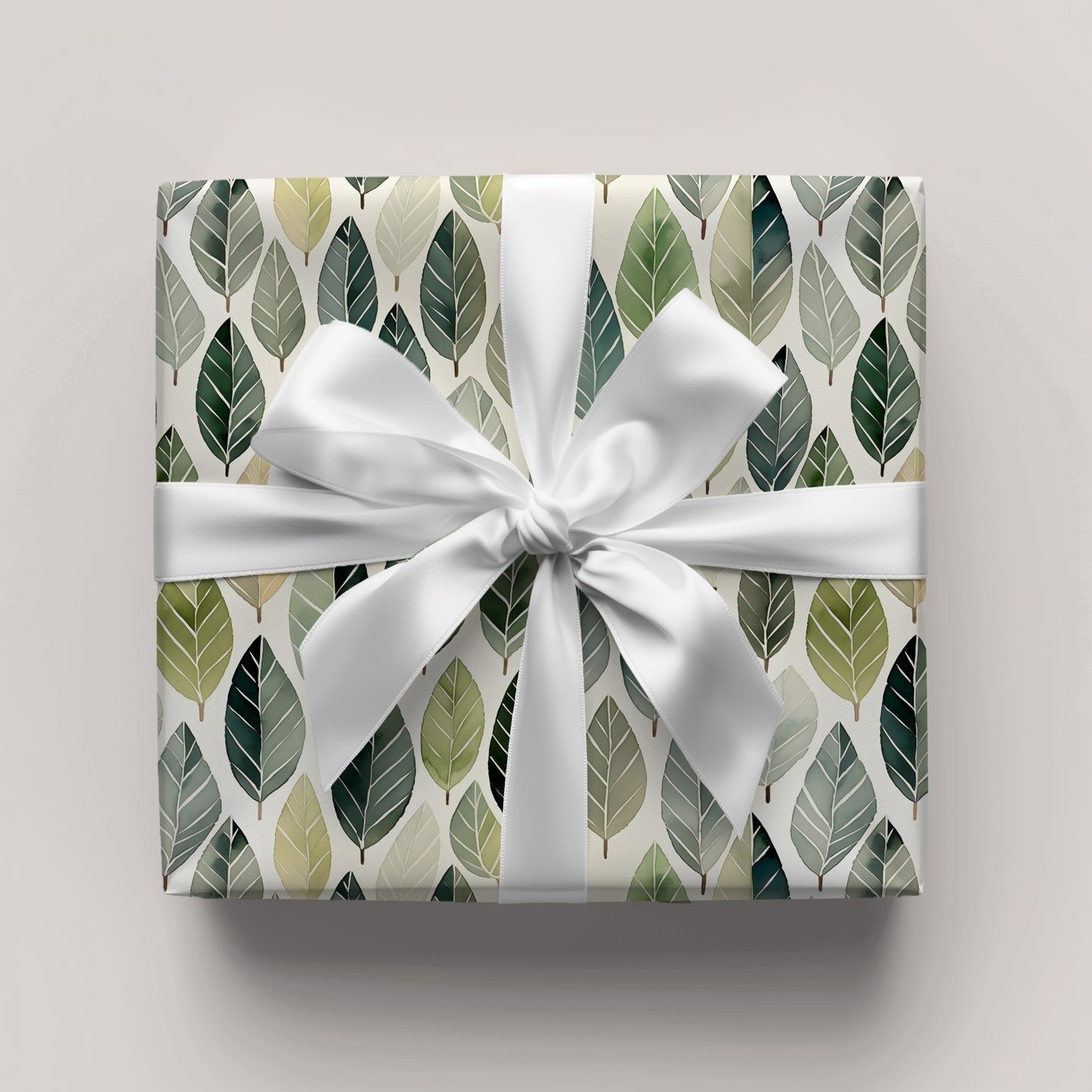 Whimsical Green Leaf Pattern Gift Wrapping Paper Roll - Gift Wrap for All Occasions, Birthday, Wedding, Holiday, Baby Shower, Bridal Shower