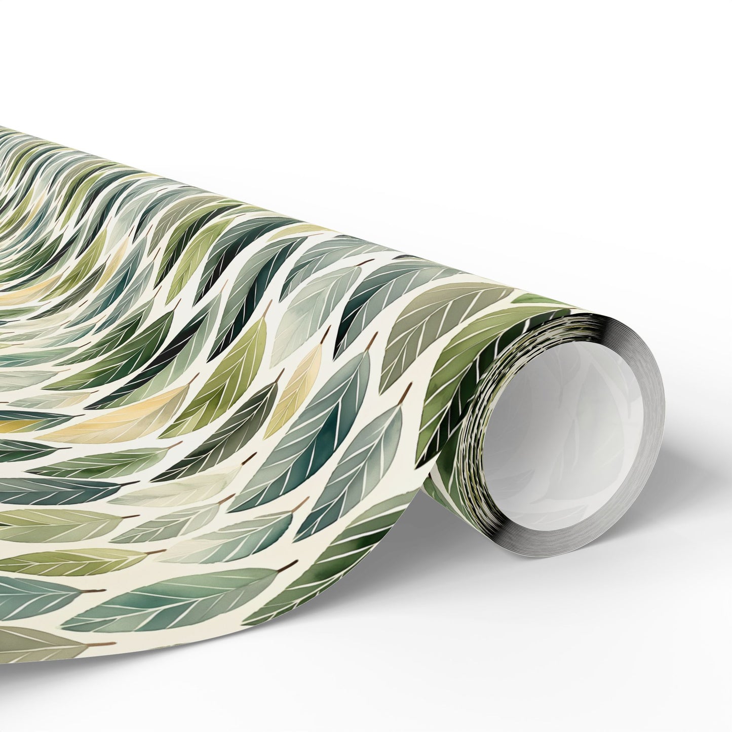 Whimsical Green Leaf Pattern Gift Wrapping Paper Roll - Gift Wrap for All Occasions, Birthday, Wedding, Holiday, Baby Shower, Bridal Shower