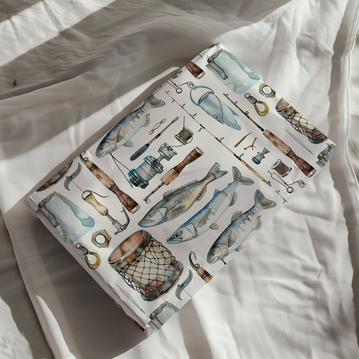 Fisherman Gift Wrapping Paper - Fishing Gift, Father's Day, Gift for Him, Americana Gift Wrap, Holiday Gift for Dad