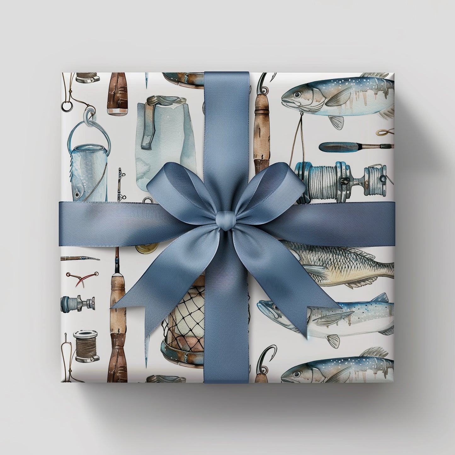 Fisherman Gift Wrapping Paper - Fishing Gift, Father's Day, Gift for Him, Americana Gift Wrap, Holiday Gift for Dad