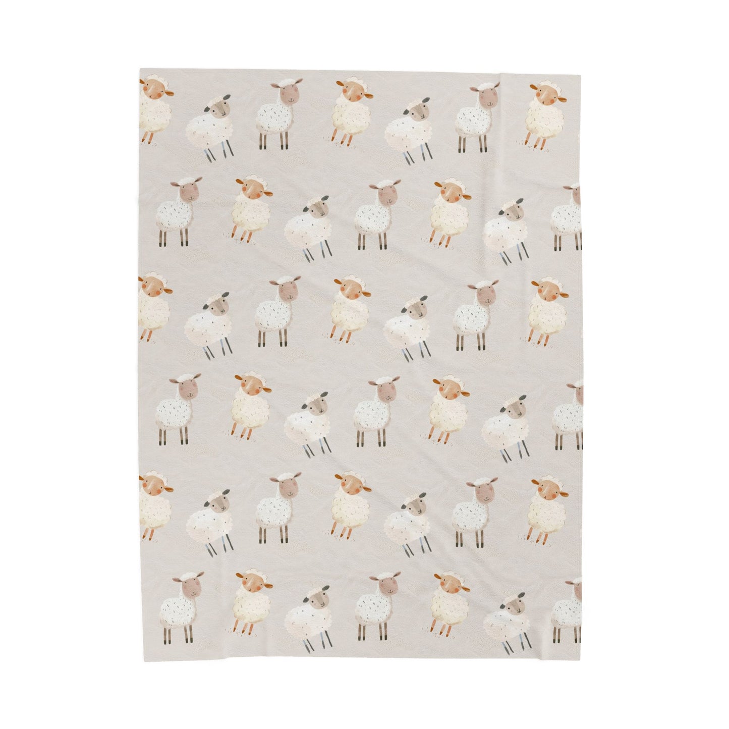 Whimsical Sheep/Cute Lamb Neutral Gray Velveteen Plush Throw Blanket - Nursery - Baby Shower Gift - Kids Room - New Parents - Spring