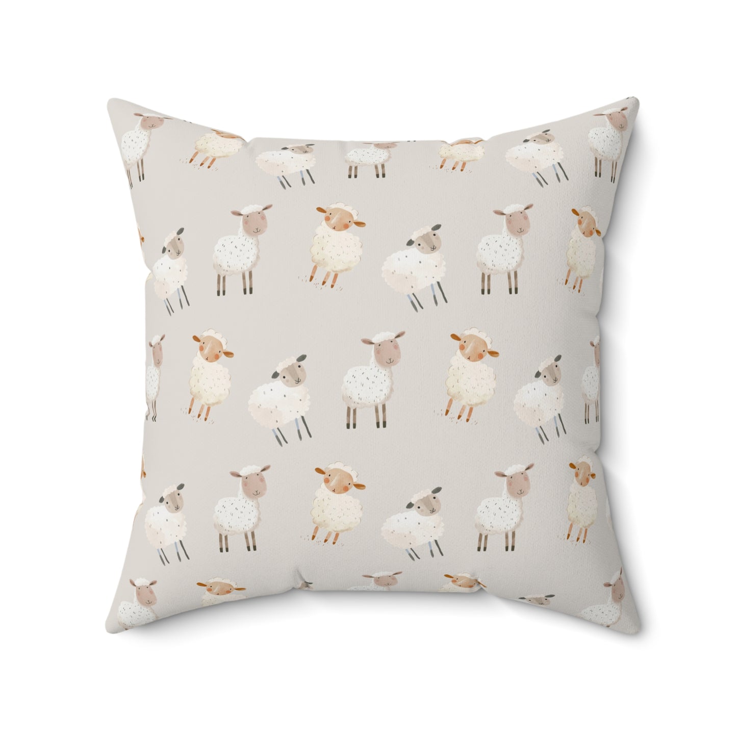 Whimsical Lamb/Cute Sheep Neutral Gray Square Throw Pillow - Nursery - Kids Room - Baby Shower - Spring - Easter